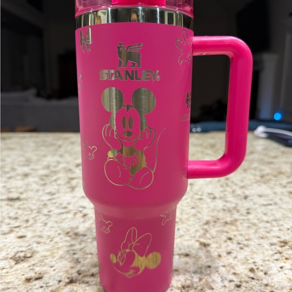 Stanley Hot Pink Drinkware with Mickey Mouse Custom Design - Picture 1 of 3